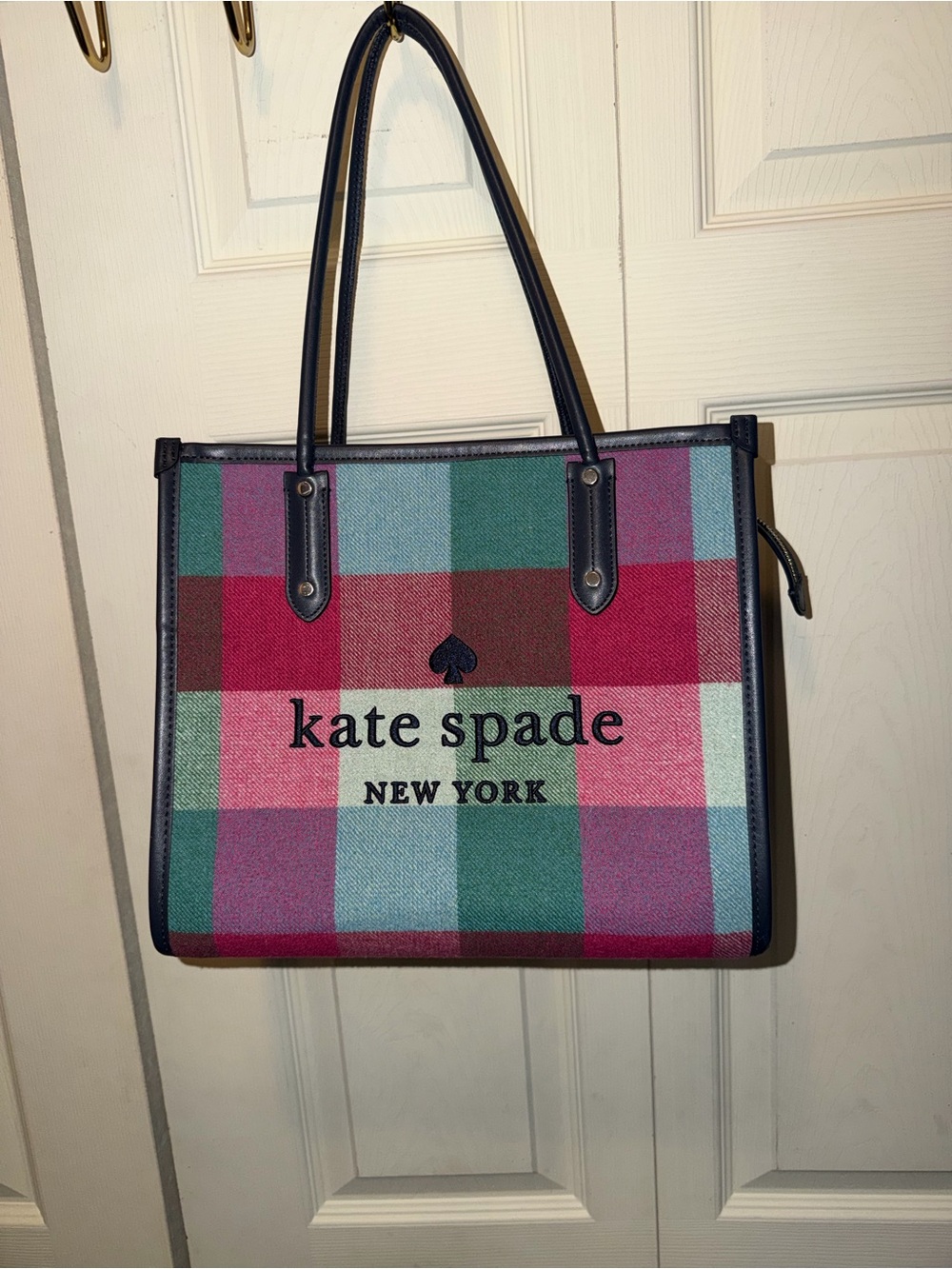 kate spade Multicolor Plaid Tote with Top Handles